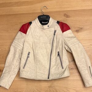 Banana Republic Leather Jacket in Cream and Red